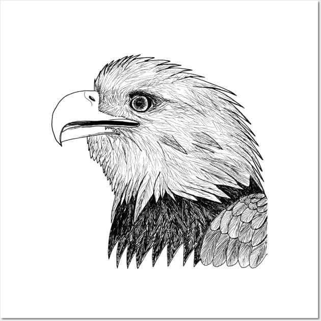 Hand drawn Bald eagle (pen and ink) Wall Art by jitkaegressy